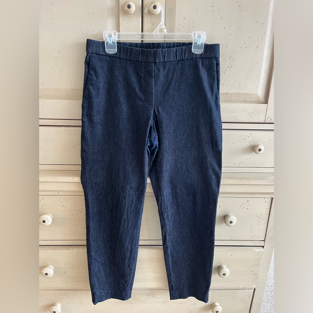 Theory Jeans Size 6 Womens Blue Denim Stretch Pull On Pants Dark Wash Mid Rise
